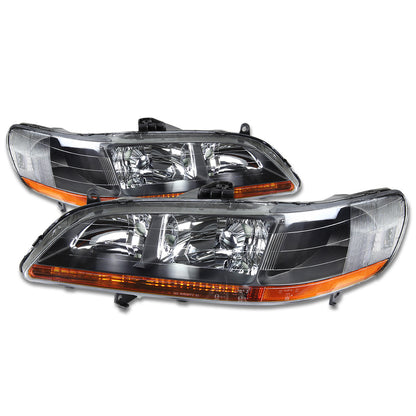 FAROS 98-02 HONDA ACCORD 2/4-DOOR - 9006 LOW BEAM / 9005 HIGH BEAM - BLACK HOUSING / AMBER CORNER