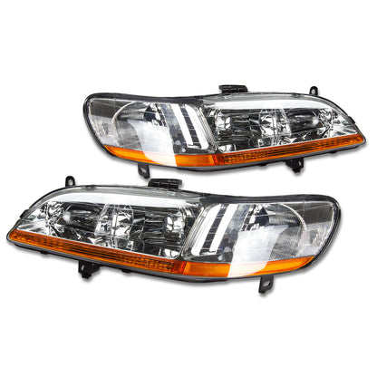 FAROS 98-02 HONDA ACCORD 2/4-DOOR - 9006 LOW BEAM / 9005 HIGH BEAM - CHROME HOUSING / AMBER CORNER