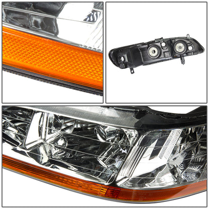 FAROS 98-02 HONDA ACCORD 2/4-DOOR - 9006 LOW BEAM / 9005 HIGH BEAM - CHROME HOUSING / AMBER CORNER