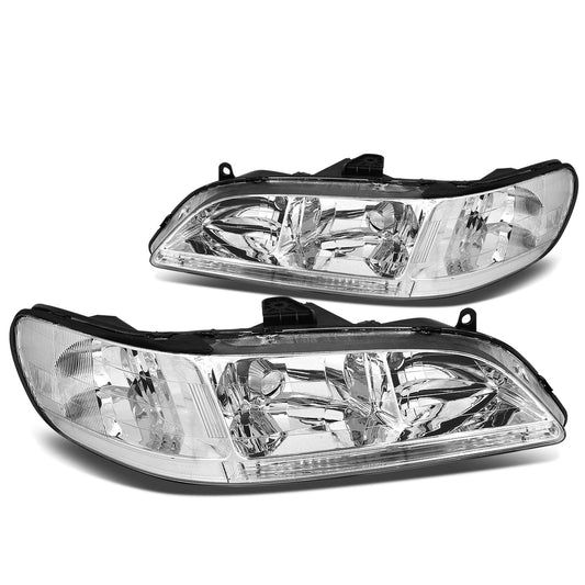 FAROS 98-02 HONDA ACCORD 2/4-DOOR - 9006 LOW BEAM / 9005 HIGH BEAM - CHROME HOUSING / CLEAR CORNER