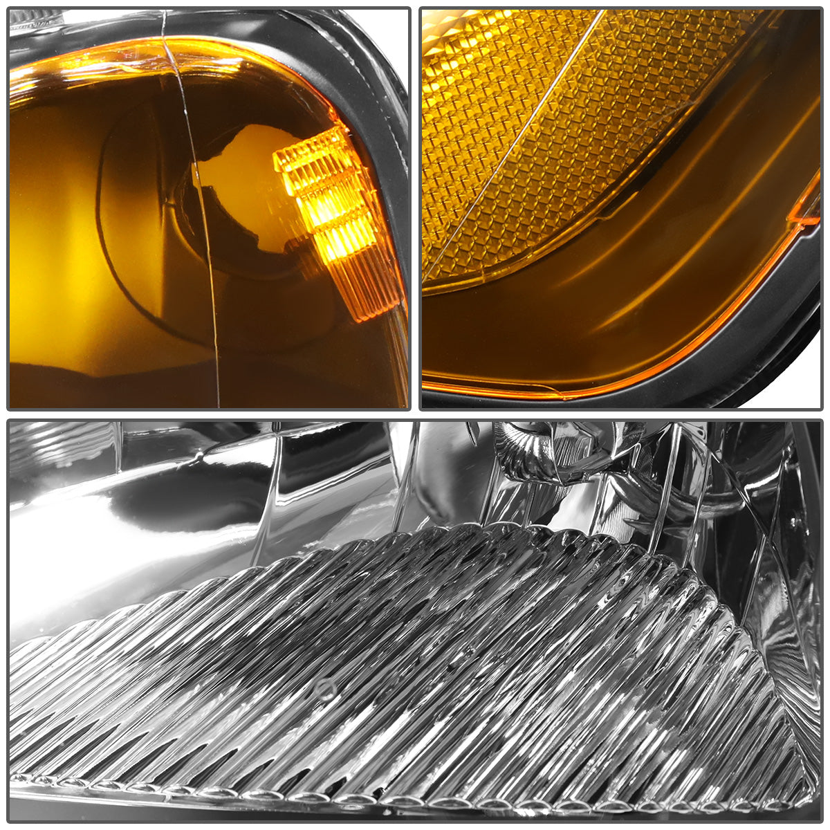 FAROS 01-03 HONDA CIVIC 2/4-DOOR - H4 LOW BEAM / HIGH BEAM - BLACK HOUSING / AMBER CORNER