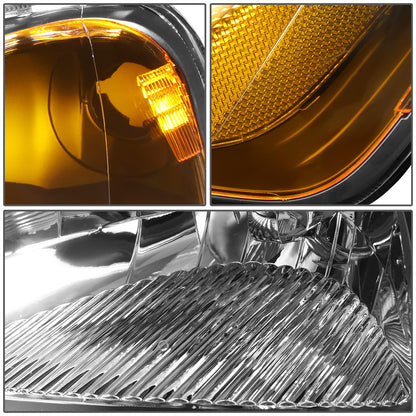 FAROS 01-03 HONDA CIVIC 2/4-DOOR - H4 LOW BEAM / HIGH BEAM - BLACK HOUSING / AMBER CORNER