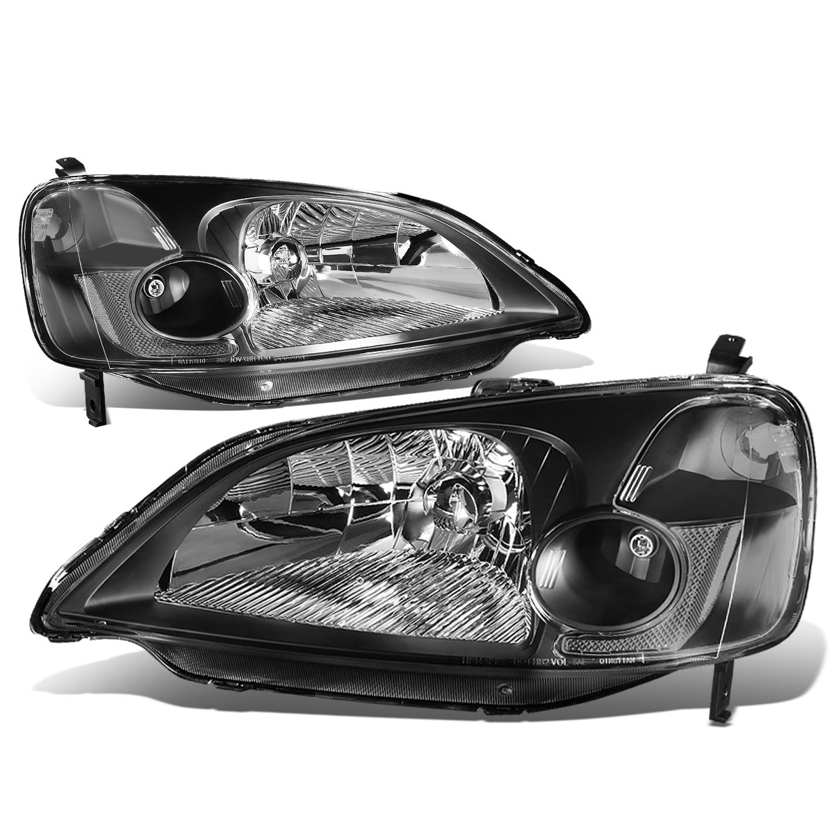 FAROS 01-03 HONDA CIVIC 2/4-DOOR - H4 LOW BEAM / HIGH BEAM - BLACK HOUSING / CLEAR CORNER