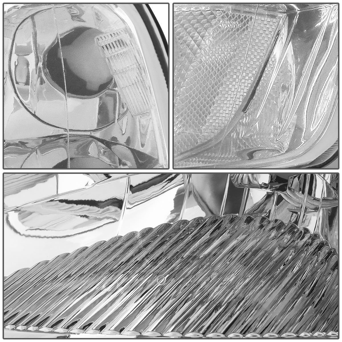 FAROS 01-03 HONDA CIVIC 2/4-DOOR - H4 LOW BEAM / HIGH BEAM - CHROME HOUSING / CLEAR CORNER