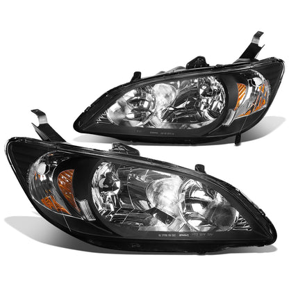 FAROS 04-05 HONDA CIVIC 2/4-DOOR - DOES NOT FIT CIVIC SI 3-DOOR MODELS - OE STYLE - 9006 LOW BEAM / 9005 HIGH BEAM - BLACK HOUSING / AMBER CORNER
