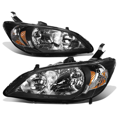 FAROS 04-05 HONDA CIVIC 2/4-DOOR - DOES NOT FIT CIVIC SI 3-DOOR MODELS - OE STYLE - 9006 LOW BEAM / 9005 HIGH BEAM - BLACK HOUSING / AMBER CORNER