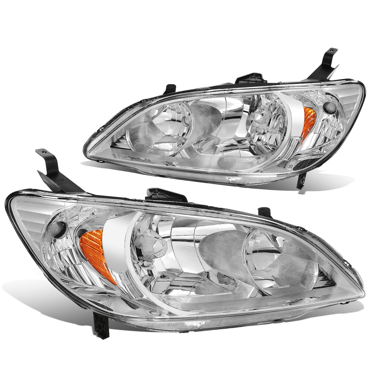 FAROS 04-05 HONDA CIVIC 2/4-DOOR - DOES NOT FIT CIVIC SI 3-DOOR MODELS - OE STYLE - 9006 LOW BEAM / 9005 HIGH BEAM - CHROME HOUSING / AMBER CORNER