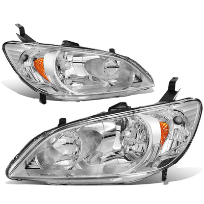 FAROS 04-05 HONDA CIVIC 2/4-DOOR - DOES NOT FIT CIVIC SI 3-DOOR MODELS - OE STYLE - 9006 LOW BEAM / 9005 HIGH BEAM - CHROME HOUSING / AMBER CORNER