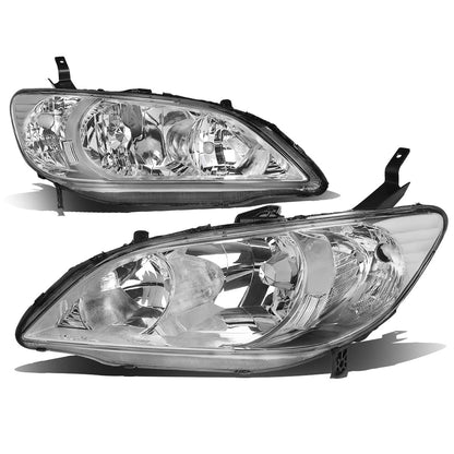 FAROS 04-05 HONDA CIVIC 2/4-DOOR - DOES NOT FIT CIVIC SI 3-DOOR MODELS - OE STYLE - 9006 LOW BEAM / 9005 HIGH BEAM - CHROME HOUSING / CLEAR CORNER
