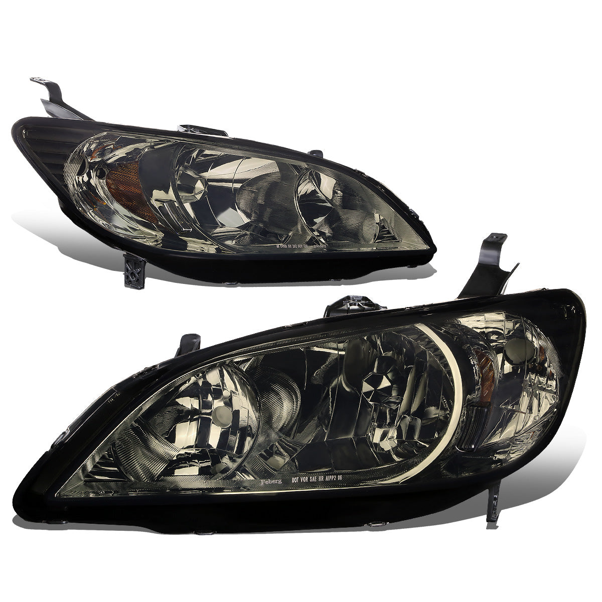 FAROS 04-05 HONDA CIVIC 2/4-DOOR - DOES NOT FIT CIVIC SI 3-DOOR MODELS - OE STYLE - 9006 LOW BEAM / 9005 HIGH BEAM - SMOKE HOUSING / AMBER CORNER