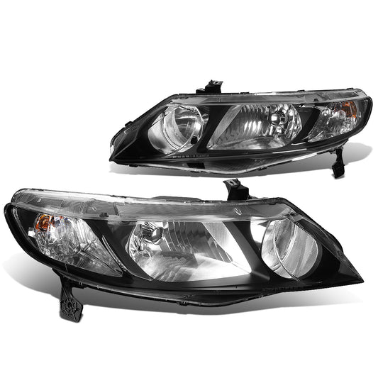 FAROS 06-09 HONDA CIVIC 4-DOOR - 9006 LOW BEAM / 9005 HIGH BEAM - BLACK HOUSING / CLEAR CORNER