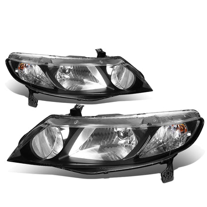 FAROS 06-09 HONDA CIVIC 4-DOOR - 9006 LOW BEAM / 9005 HIGH BEAM - BLACK HOUSING / CLEAR CORNER