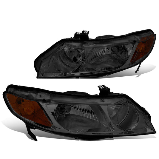 FAROS 06-09 HONDA CIVIC 4-DOOR - 9006 LOW BEAM / 9005 HIGH BEAM - SMOKE HOUSING / AMBER CORNER