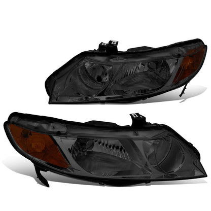 FAROS 06-09 HONDA CIVIC 4-DOOR - 9006 LOW BEAM / 9005 HIGH BEAM - SMOKE HOUSING / AMBER CORNER