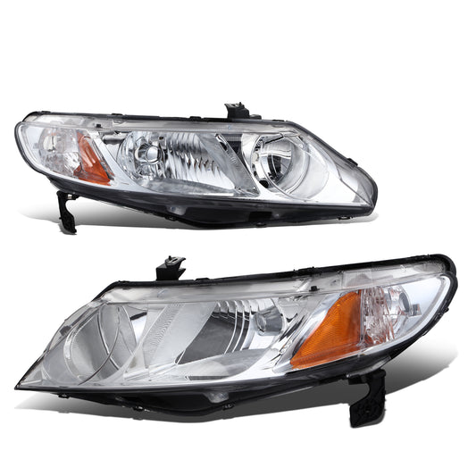 FAROS 06-11 HONDA CIVIC SEDAN - OEM STYLE - 9006 LOW / 9005 HIGH / 1157A SIGNAL - CHROME HOUSING / AMBER CORNER