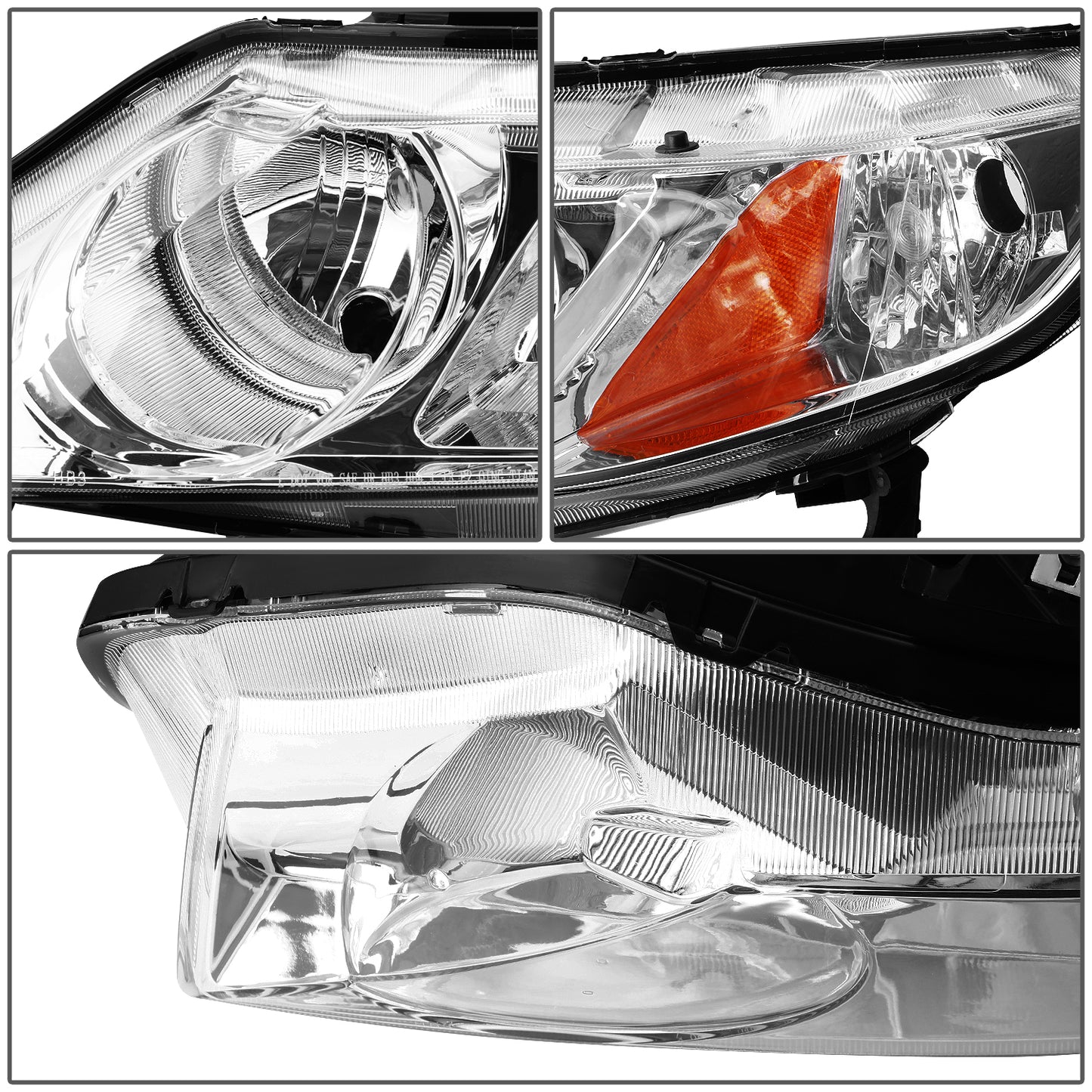 FAROS 06-11 HONDA CIVIC SEDAN - OEM STYLE - 9006 LOW / 9005 HIGH / 1157A SIGNAL - CHROME HOUSING / AMBER CORNER