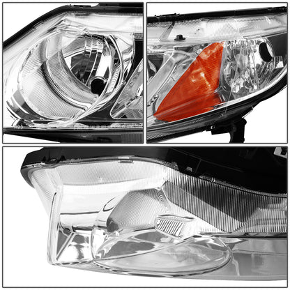 FAROS 06-11 HONDA CIVIC SEDAN - OEM STYLE - 9006 LOW / 9005 HIGH / 1157A SIGNAL - CHROME HOUSING / AMBER CORNER