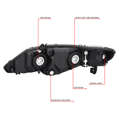 FAROS 06-11 HONDA CIVIC SEDAN - OEM STYLE - 9006 LOW / 9005 HIGH / 1157A SIGNAL - CHROME HOUSING / AMBER CORNER