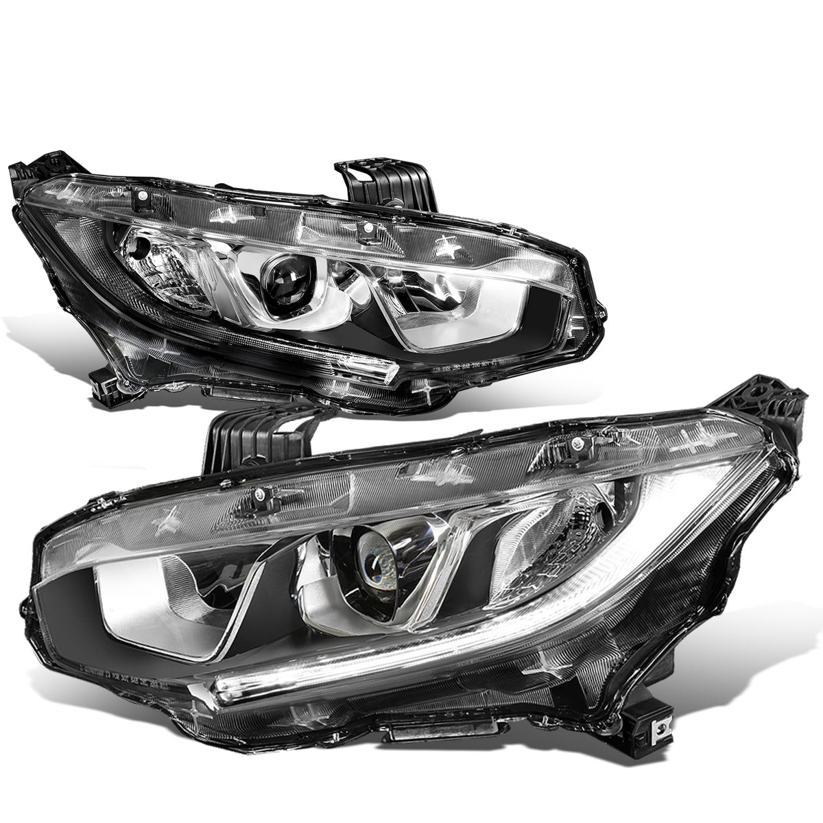 FAROS 16-18 HONDA CIVIC - H11 LOW BEAM / 9005 HIGH BEAM - CHROME HOUSING / CLEAR CORNER
