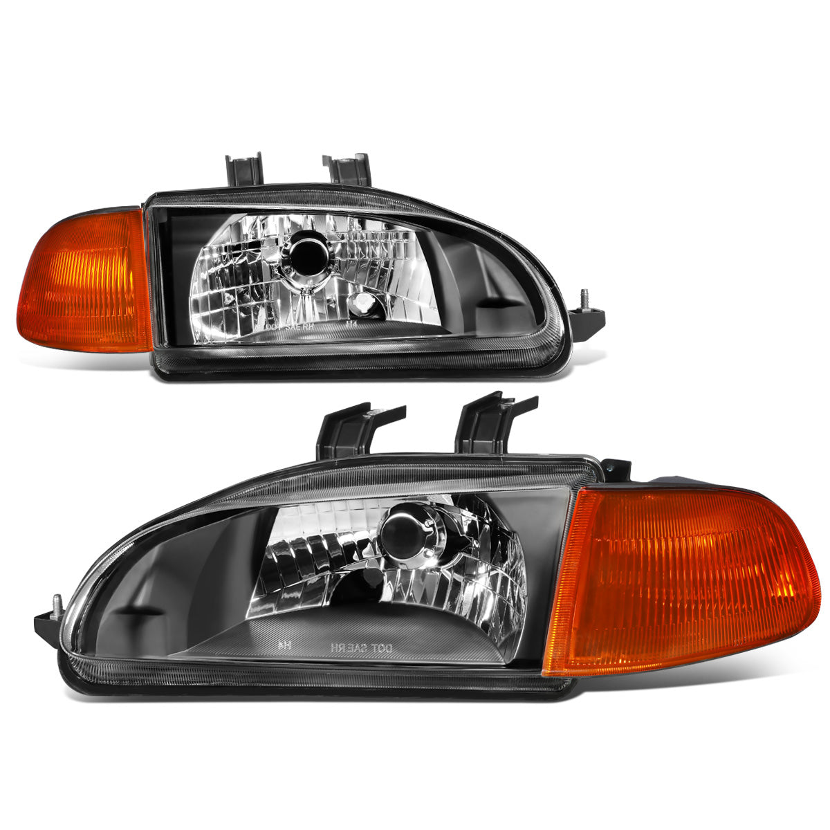 FAROS 92-95 HONDA CIVIC 2/3DR - H4 HEADLIGHT / 3946 SIGNAL - BLACK HOUSING / CLEAR CORNER