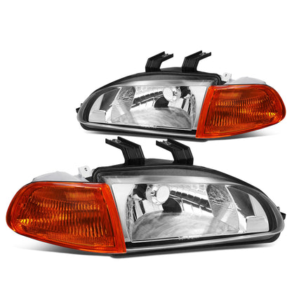 FAROS 92-95 HONDA CIVIC 2/3DR - H4 HEADLIGHT / 3946 SIGNAL - CHROME HOUSING / CLEAR CORNER