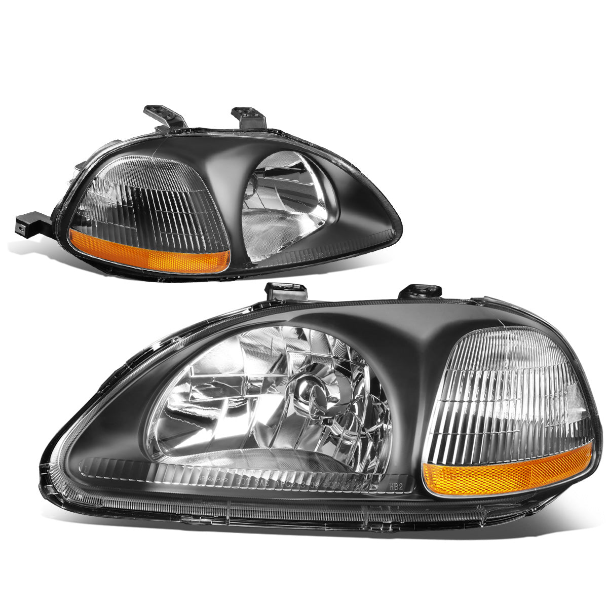 FAROS 96-98 HONDA CIVIC 2/3/4-DOOR - H4 LOW BEAM / HIGH BEAM - BLACK HOUSING / AMBER CORNER