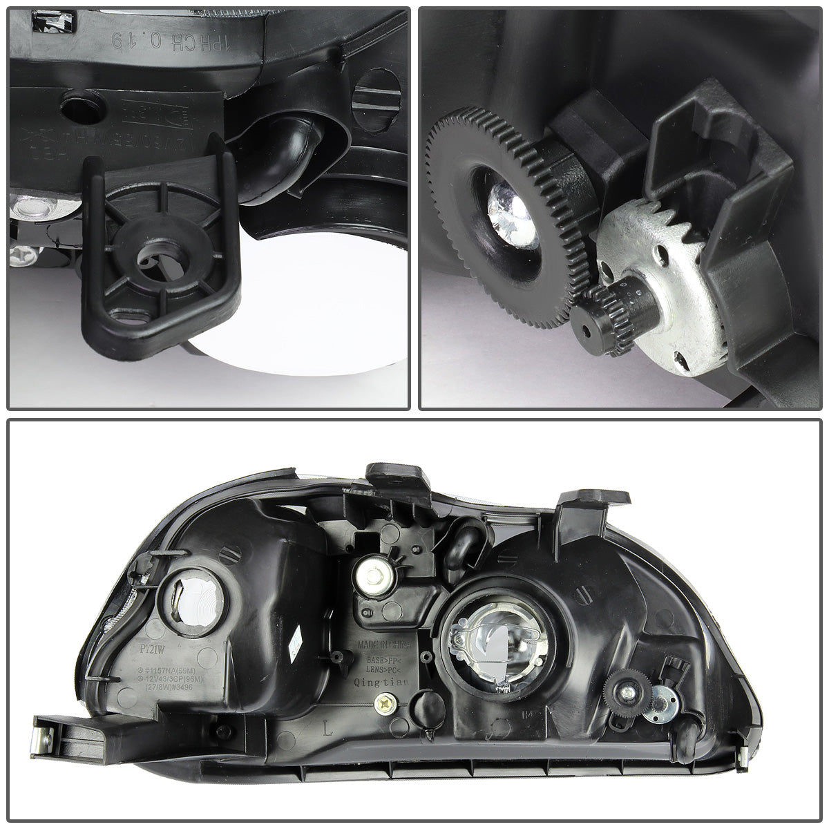 FAROS 96-98 HONDA CIVIC 2/3/4-DOOR - H4 LOW BEAM / HIGH BEAM - BLACK HOUSING / CLEAR CORNER