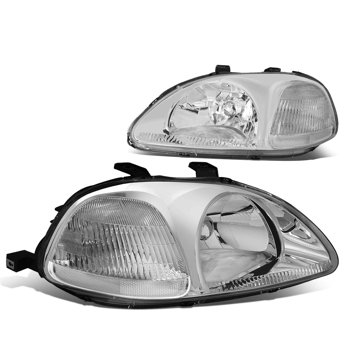 FAROS 96-98 HONDA CIVIC 2/3/4-DOOR - H4 LOW BEAM / HIGH BEAM - CHROME HOUSING / CLEAR CORNER