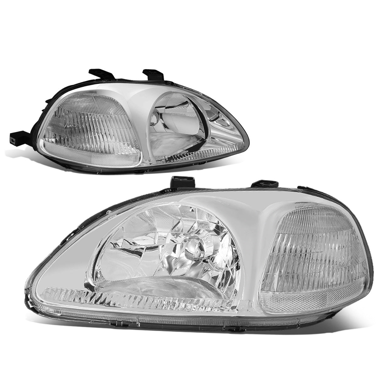 FAROS 96-98 HONDA CIVIC 2/3/4-DOOR - H4 LOW BEAM / HIGH BEAM - CHROME HOUSING / CLEAR CORNER
