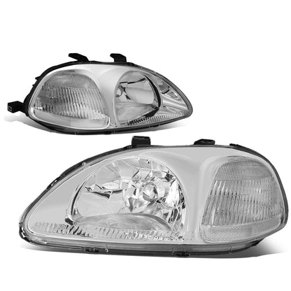 FAROS 96-98 HONDA CIVIC 2/3/4-DOOR - H4 LOW BEAM / HIGH BEAM - CHROME HOUSING / CLEAR CORNER