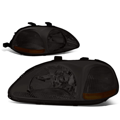 FAROS 96-98 HONDA CIVIC 2/3/4-DOOR - H4 LOW BEAM / HIGH BEAM - SMOKE HOUSING / AMBER CORNER
