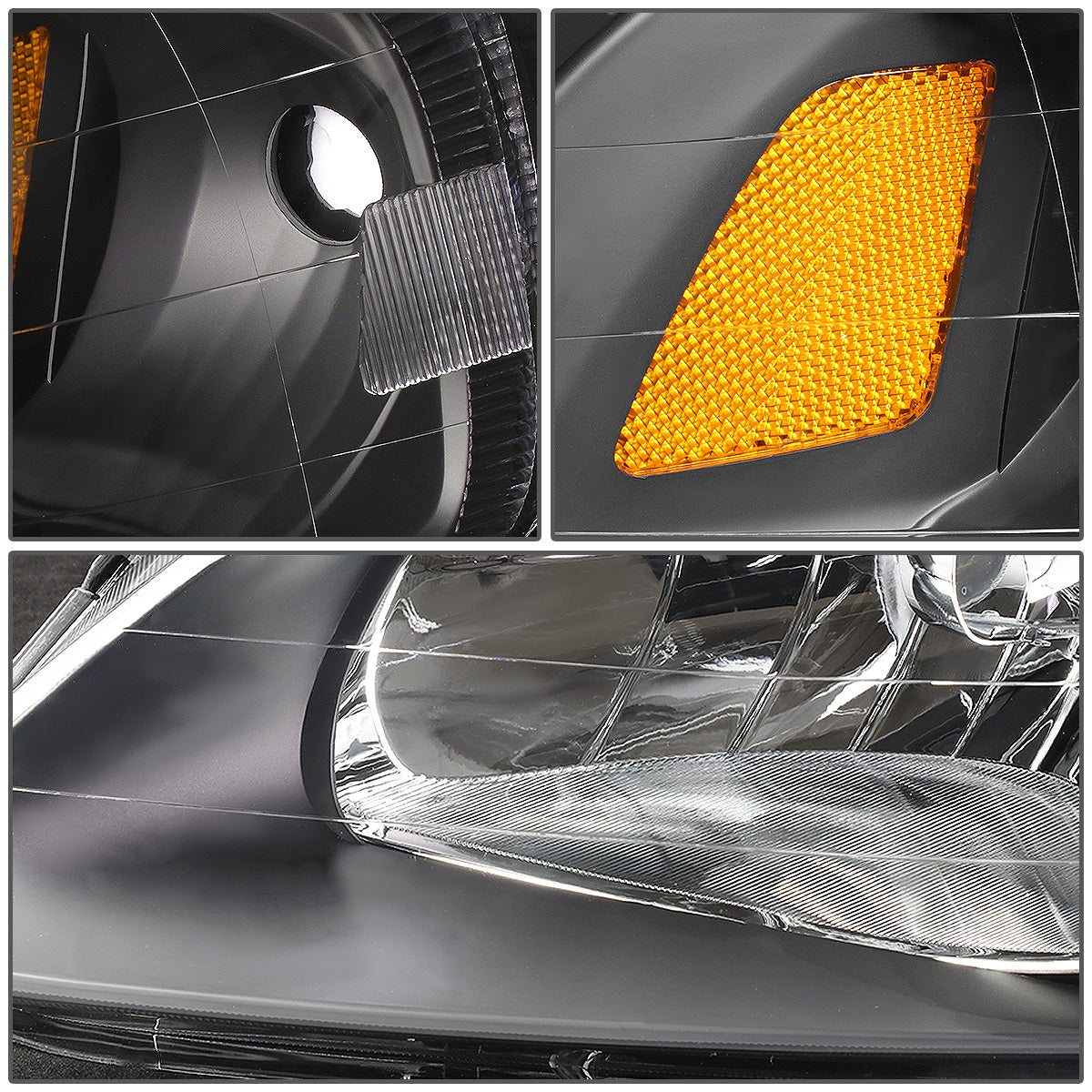 FAROS 99-00 HONDA CIVIC 2/3/4-DOOR - H4 LOW BEAM / HIGH BEAM - BLACK HOUSING / AMBER CORNER