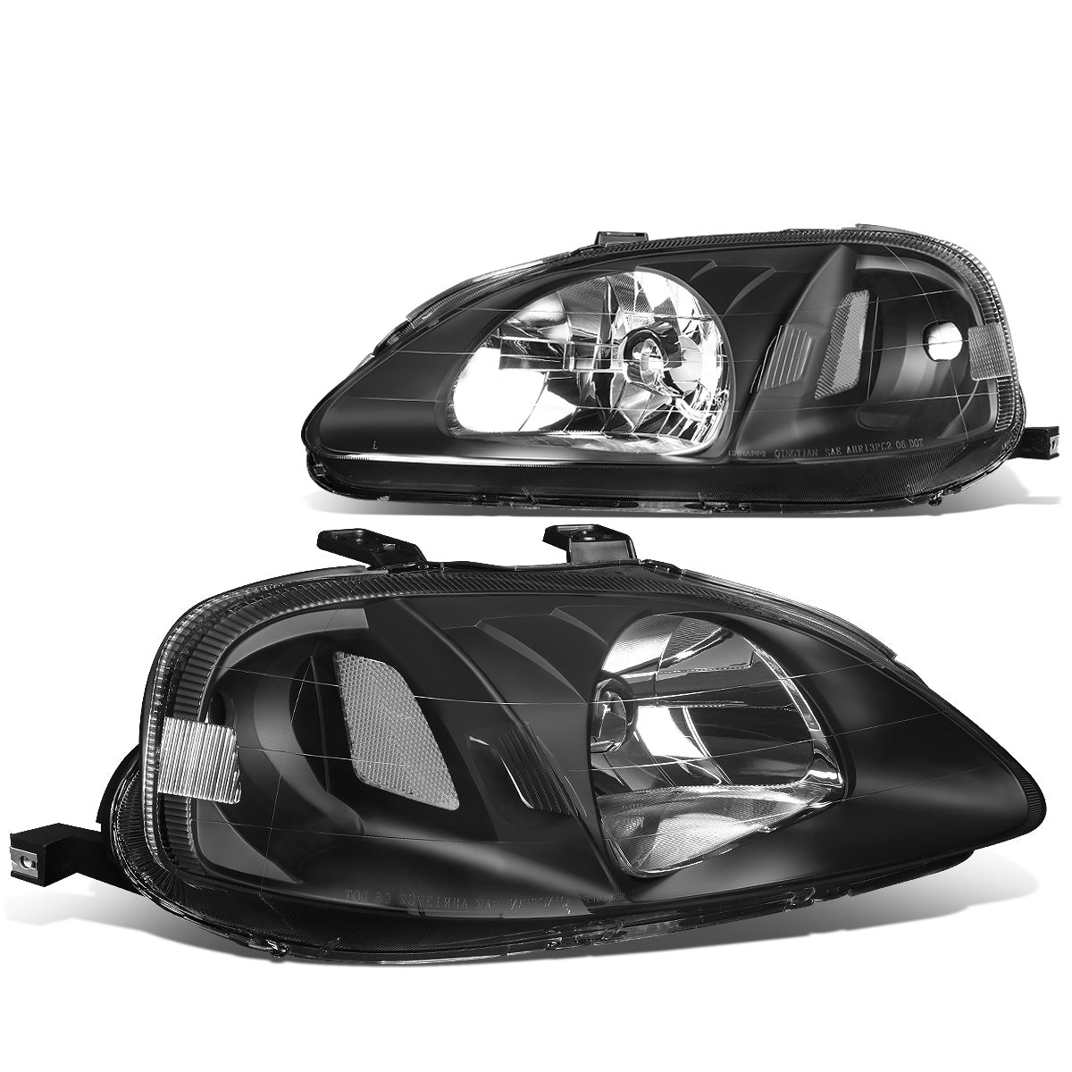 FAROS 99-00 HONDA CIVIC 2/3/4-DOOR - H4 LOW BEAM / HIGH BEAM - BLACK HOUSING / CLEAR CORNER