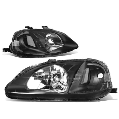 FAROS 99-00 HONDA CIVIC 2/3/4-DOOR - H4 LOW BEAM / HIGH BEAM - BLACK HOUSING / CLEAR CORNER