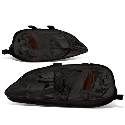 FAROS 99-00 HONDA CIVIC 2/3/4-DOOR - H4 LOW BEAM / HIGH BEAM - SMOKE HOUSING / AMBER CORNER