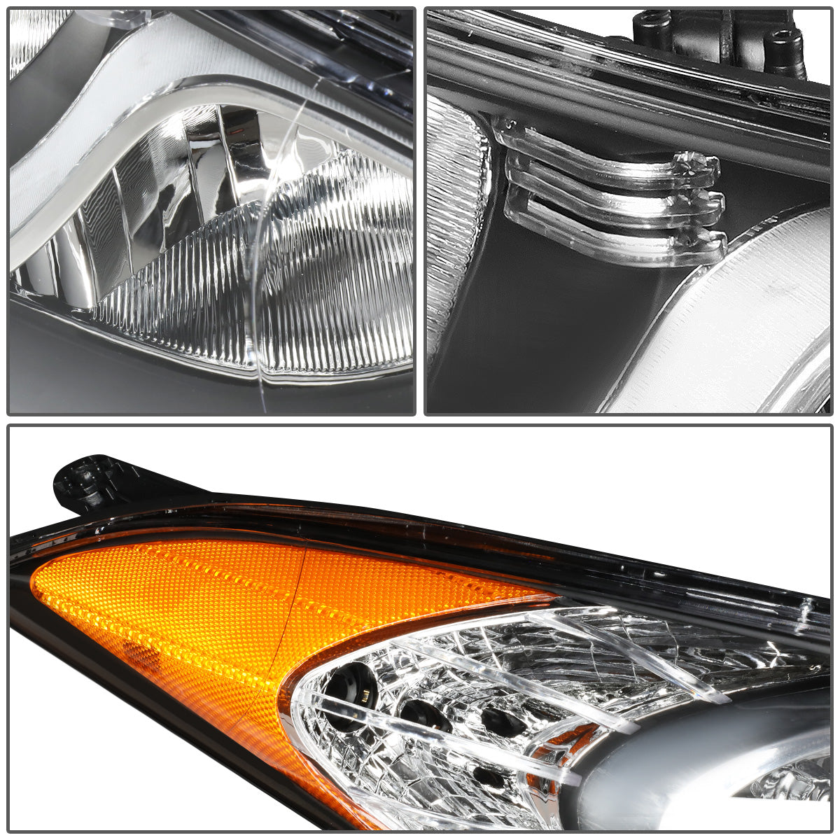 FAROS 11-13 HYUNDAI ELANTRA SEDAN - H7 LOW BEAM / H1 HIGH BEAM - BLACK HOUSING / AMBER CORNER