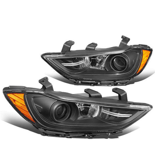 FAROS 17-18 HYUNDAI ELANTRA - PROJECTOR LOW BEAM - 9005 HIGH / H7 LOW PY21W SIGNAL - BLACK HOUSING / AMBER CORNER