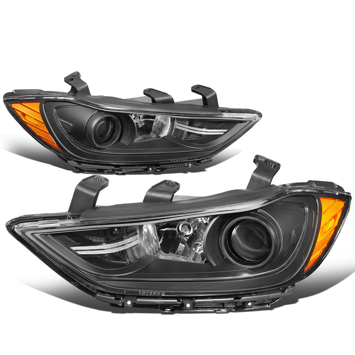 FAROS 17-18 HYUNDAI ELANTRA - PROJECTOR LOW BEAM - 9005 HIGH / H7 LOW PY21W SIGNAL - BLACK HOUSING / AMBER CORNER