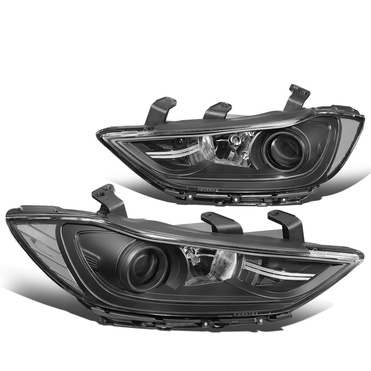 FAROS 17-18 HYUNDAI ELANTRA - PROJECTOR LOW BEAM - 9005 HIGH / H7 LOW PY21W SIGNAL - BLACK HOUSING / CLEAR CORNER