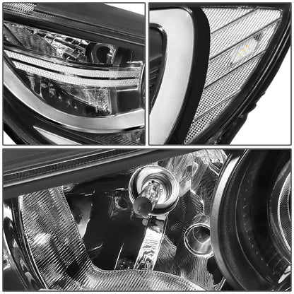 FAROS 17-18 HYUNDAI ELANTRA - PROJECTOR LOW BEAM - 9005 HIGH / H7 LOW PY21W SIGNAL - CHROME HOUSING / CLEAR CORNER