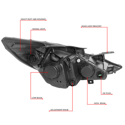 FAROS 11-14 HYUNDAI SONATA 4-DOOR - PROJECTOR - H7 LOW BEAM / HIGH BEAM - BLACK HOUSING / CLEAR CORNER