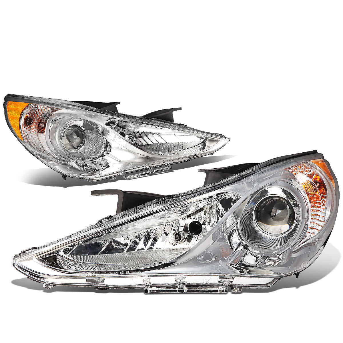 FAROS 11-14 HYUNDAI SONATA 4-DOOR - PROJECTOR - H7 LOW BEAM / HIGH BEAM - CHROME HOUSING / AMBER CORNER