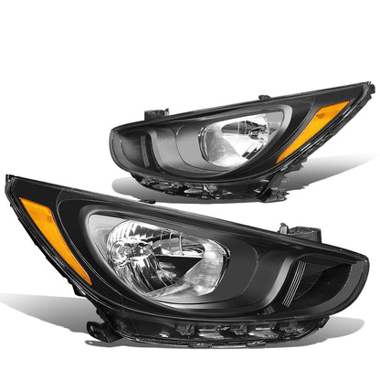 FAROS 12-14 HYUNDAI ACCENT - FITS NON PROJECTOR HEADLIGHT MODELS ONLY - H4 LOW / HIGH BEAM - BLACK HOUSING / AMBER CORNER
