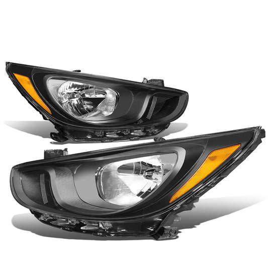 FAROS 12-14 HYUNDAI ACCENT - FITS NON PROJECTOR HEADLIGHT MODELS ONLY - H4 LOW / HIGH BEAM - BLACK HOUSING / AMBER CORNER
