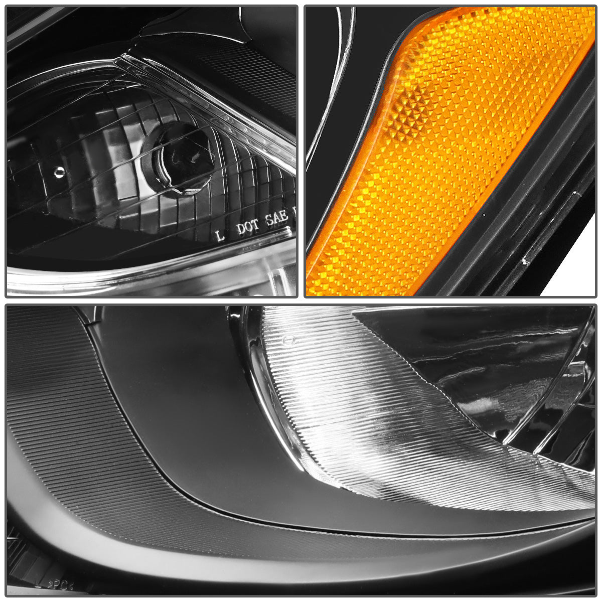 FAROS 12-14 HYUNDAI ACCENT - FITS NON PROJECTOR HEADLIGHT MODELS ONLY - H4 LOW / HIGH BEAM - BLACK HOUSING / AMBER CORNER