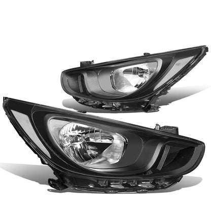FAROS 12-14 HYUNDAI ACCENT - FITS NON PROJECTOR HEADLIGHT MODELS ONLY - H4 LOW / HIGH BEAM - BLACK HOUSING / CLEAR CORNER