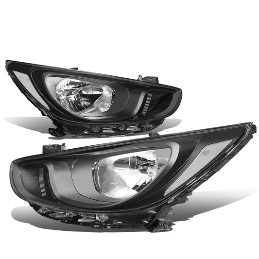 FAROS 12-14 HYUNDAI ACCENT - FITS NON PROJECTOR HEADLIGHT MODELS ONLY - H4 LOW / HIGH BEAM - BLACK HOUSING / CLEAR CORNER