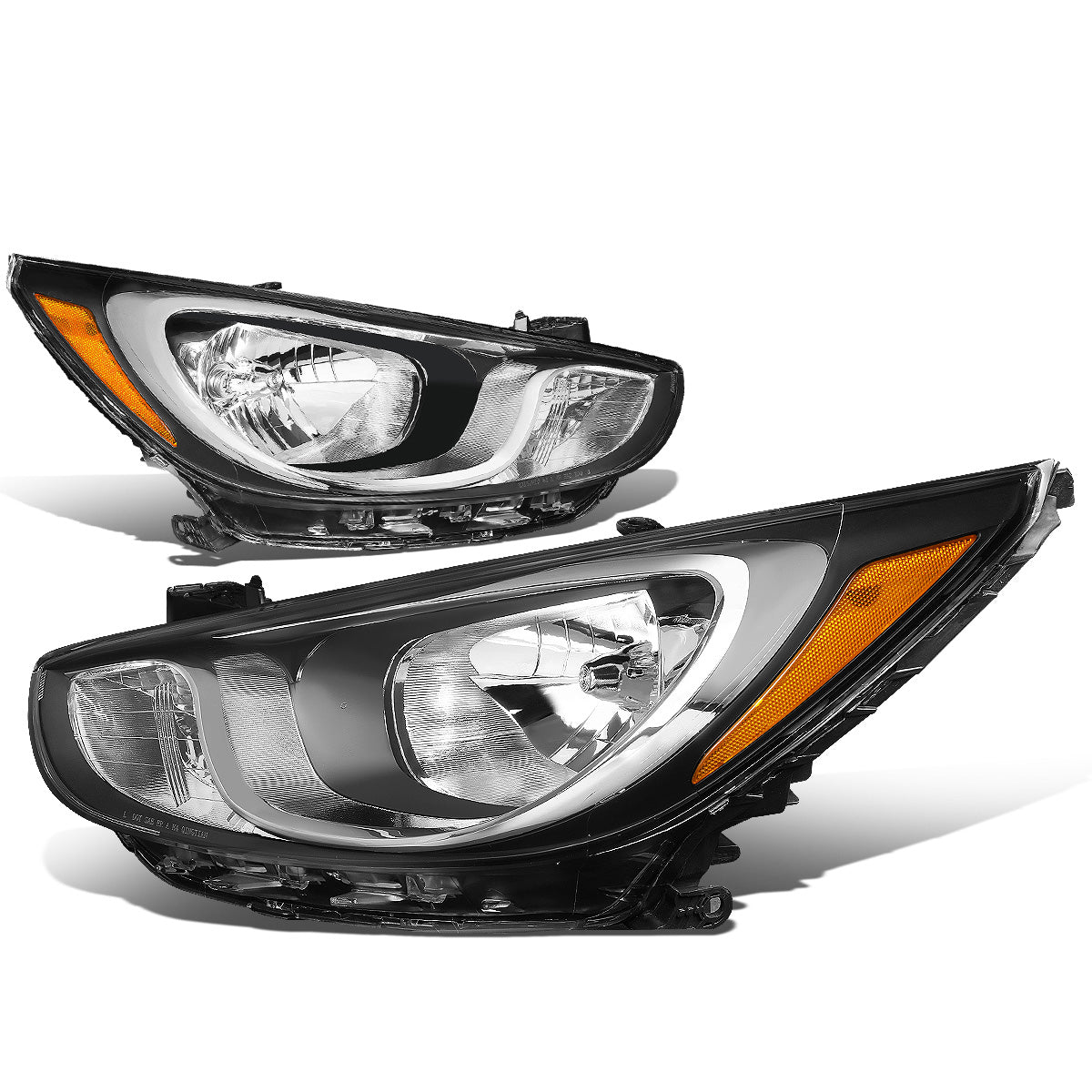 FAROS 12-14 HYUNDAI ACCENT - FITS NON PROJECTOR HEADLIGHT MODELS ONLY - H4 LOW / HIGH BEAM - CHROME HOUSING / AMBER CORNER