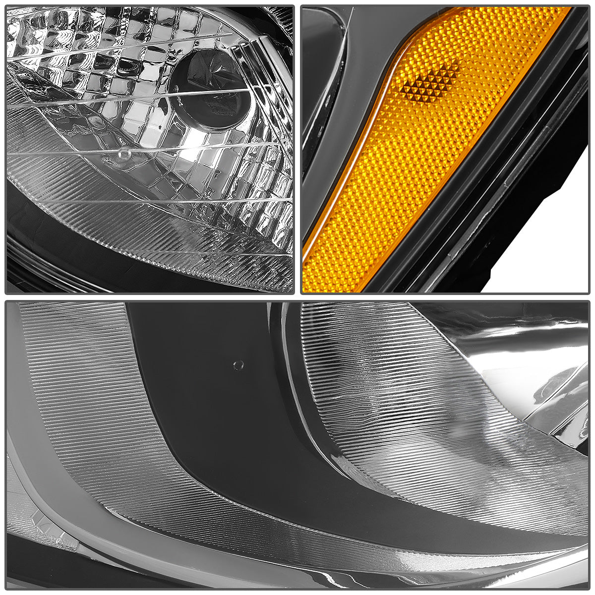 FAROS 12-14 HYUNDAI ACCENT - FITS NON PROJECTOR HEADLIGHT MODELS ONLY - H4 LOW / HIGH BEAM - CHROME HOUSING / AMBER CORNER