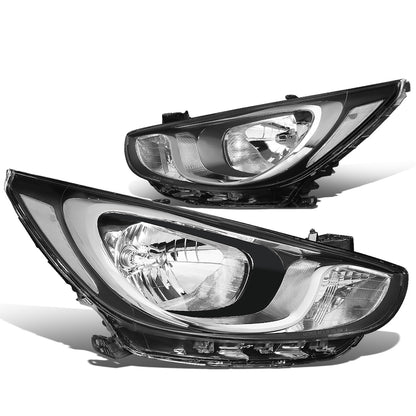 FAROS 12-14 HYUNDAI ACCENT - FITS NON PROJECTOR HEADLIGHT MODELS ONLY - H4 LOW / HIGH BEAM - CHROME HOUSING / CLEAR CORNER